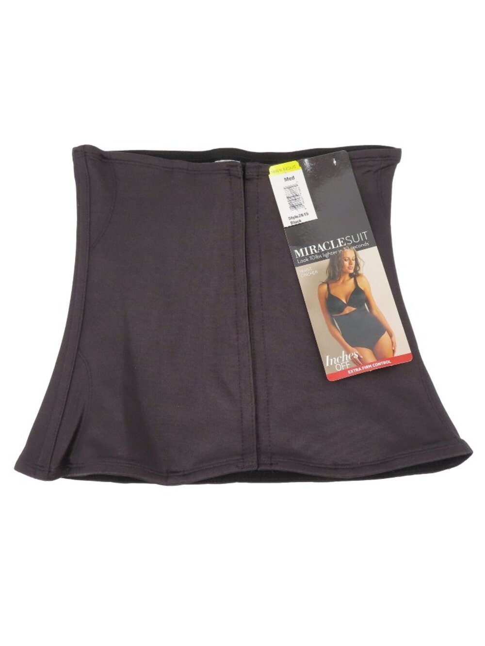Miraclesuit Womens Medium Black Waist Cincher Hook Eye Extra Firm Control NEW